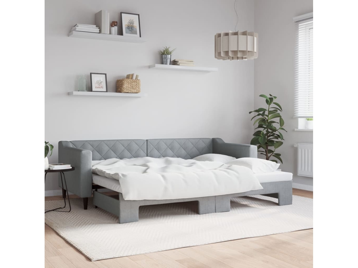 Vidaxl Sofá-cama Com Gavetão 80x200 Cm Tecido Cinzento-claro