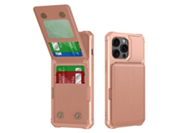 Suporte Casa Ouro Para Iphone 15 Pro Pele Sintética Com Porta-cartões Rosa