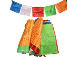 Bandeira De Oração Tibetana 2 Rolos 14m 40 Bandeiras 34x34cm Poliéster Com Símbolos Protective Lungta
