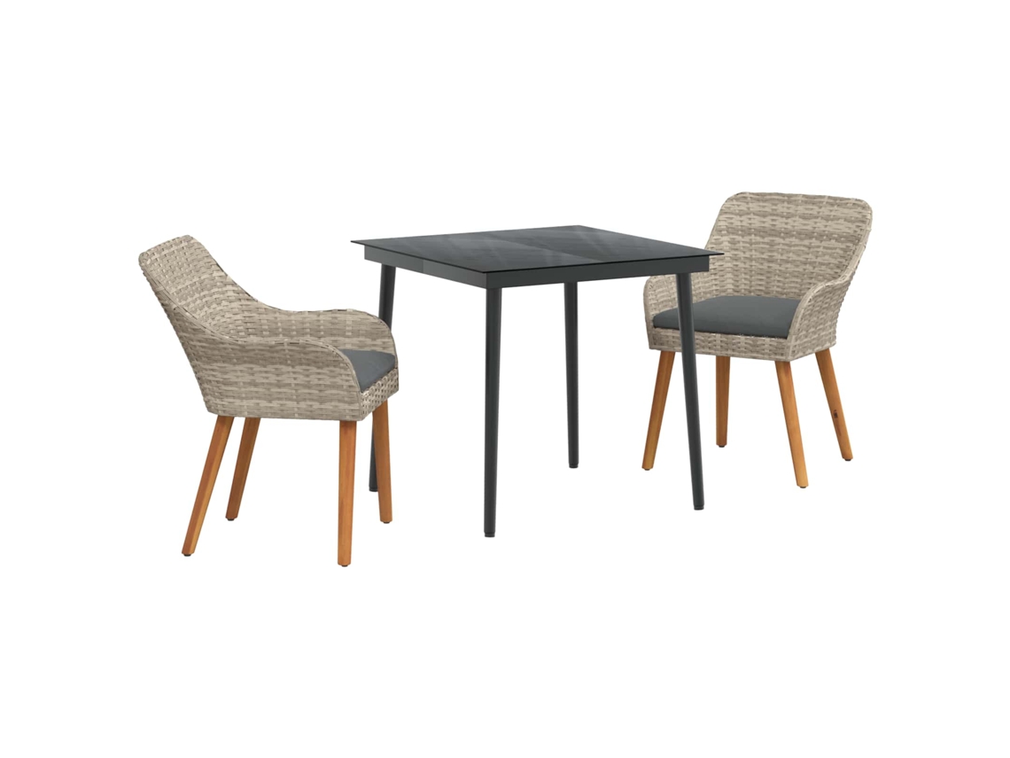 Maison Exclusive - Conjunto De Jantar Para Jardim 3 Pcs Cinzento-claro Vime Pe