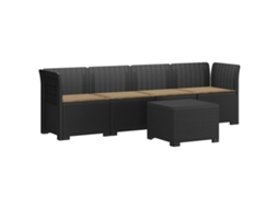 Vidaxl Sofá De Jardim 4 Lugares Com Almofadas Look Rattan Pp Antracite