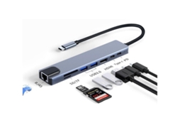 Lurelia Hub Usb-c 8 Em 1 Com 4k, 1080p, Hdmi, Rj45, Usb 3.0, Sd/tf Para Macbook Compacto