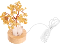 Abajur de mesa Toyvian em cristal natural amarelo, luz noturna para quarto, decoração em Madeira, luz ambiente para