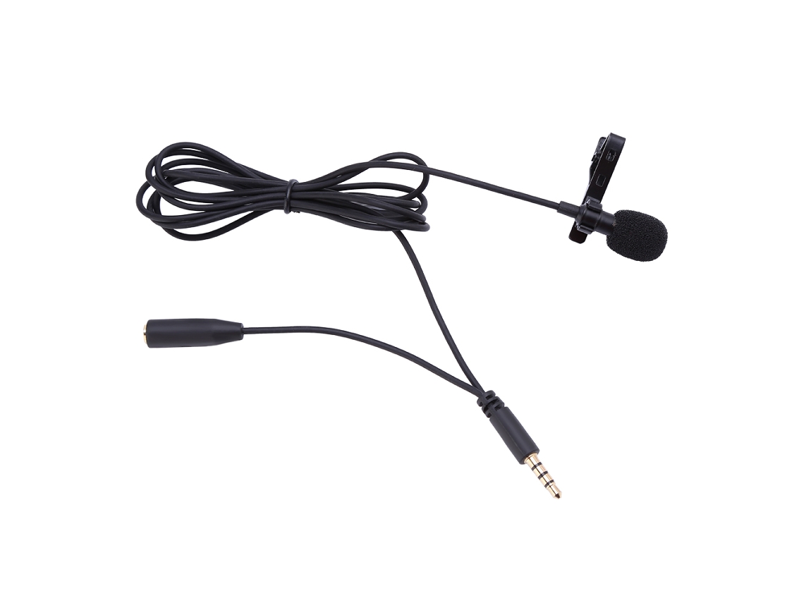 Aetheria microfone Lapel Clip on com Fio 3.5mm para Gravacao Audio Video Hands Free Headset