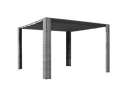 Vidaxl Gazebo Ccom Teto Em Vime Pe 300x300x220 Cm Cinzento E Antracite