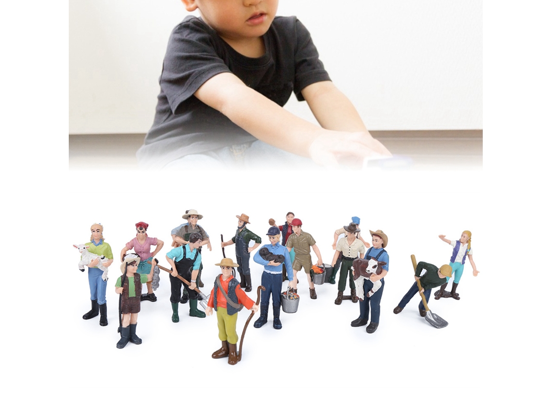 Primerox 16 Peças Conjunto de Modelo de Personagem de Fazenda Simulado Brinquedo Educativo Miniatura