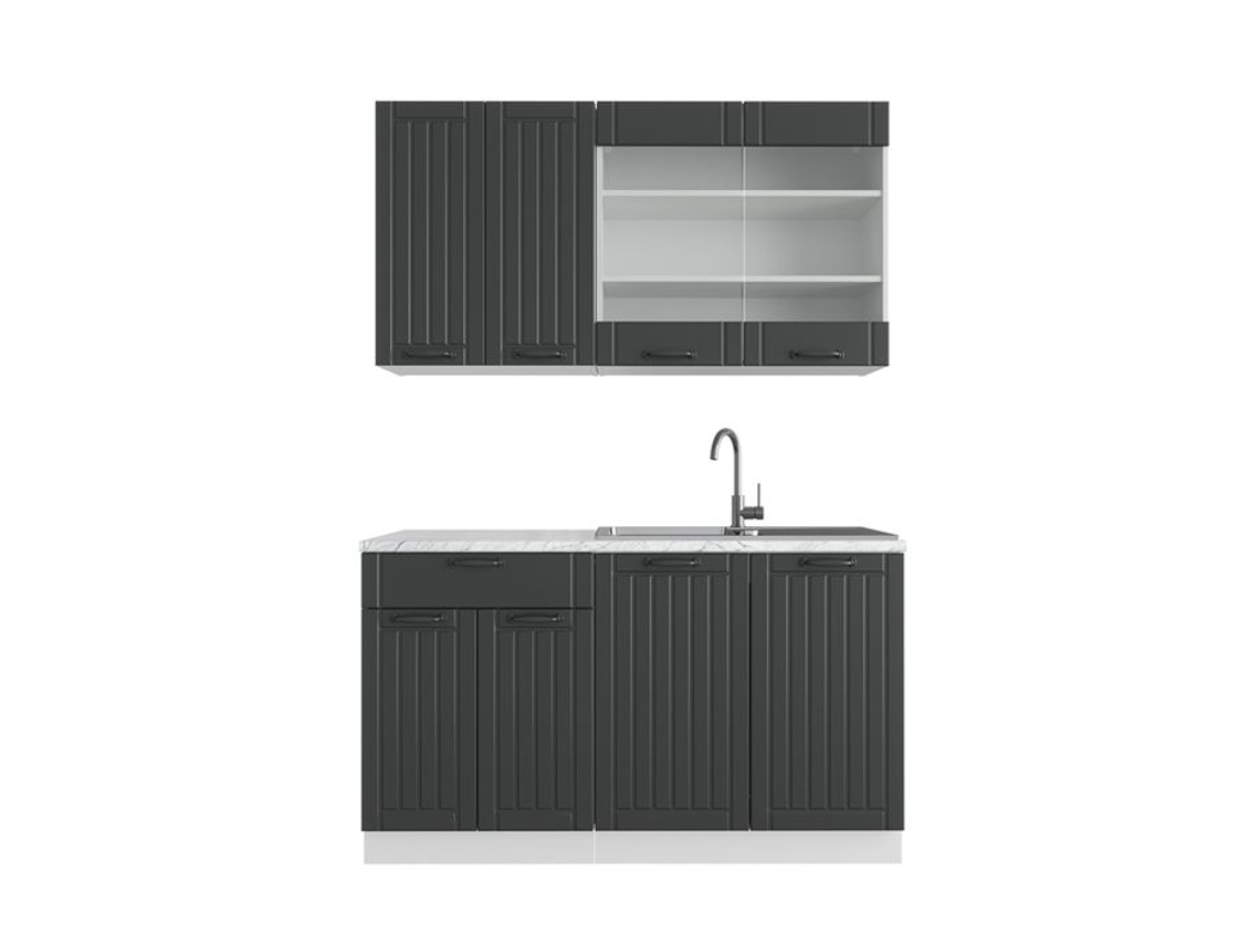 Cozinha Fame-Line, 140 cm sem bancada, Casa de campo antracite/branco, Vicco