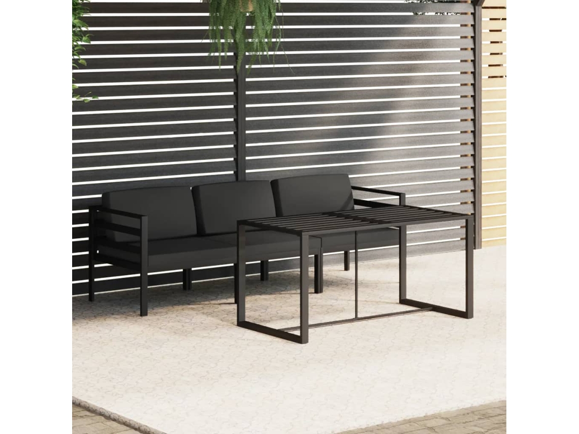 4 Pcs Conjunto Lounge Jardim Com Almofadões Alumínio Antracite Dkd Home Decor