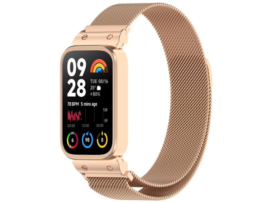 Bracelete para Redmi Watch 6 / 5 / Xiaomi Band 9 Pro Milan Magnética Ouro Rosa XIAOMOYU