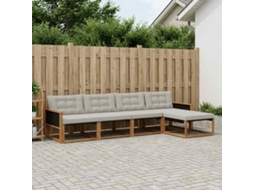 Vidaxl Conjunto De Sofás Para Exterior 5 Pcs Natural E Cinzento-claro