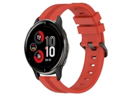 Pulseira De Relógio Lurelia Para Garmin Venu 2 Plus 20 Mm Côncavo Listrado Slicone Vermelho