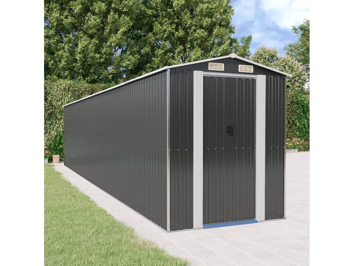 Vidaxl Abrigo De Jardim 192x938x223 Cm Aço Galvanizado Antracite