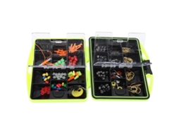Lurelia Kit Pesca, Kit Portátil De Pesca Em Rocha De Plástico Verde Com Anzóis E Caixa