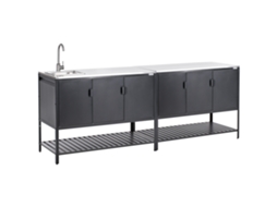 A Cozinha de jardim em aço preto Maenza da Beliani 240x60x127