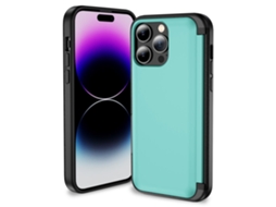 Suporte Casa Para Iphone 15 Pro Pele Sintética Com Porta-cartões Azul
