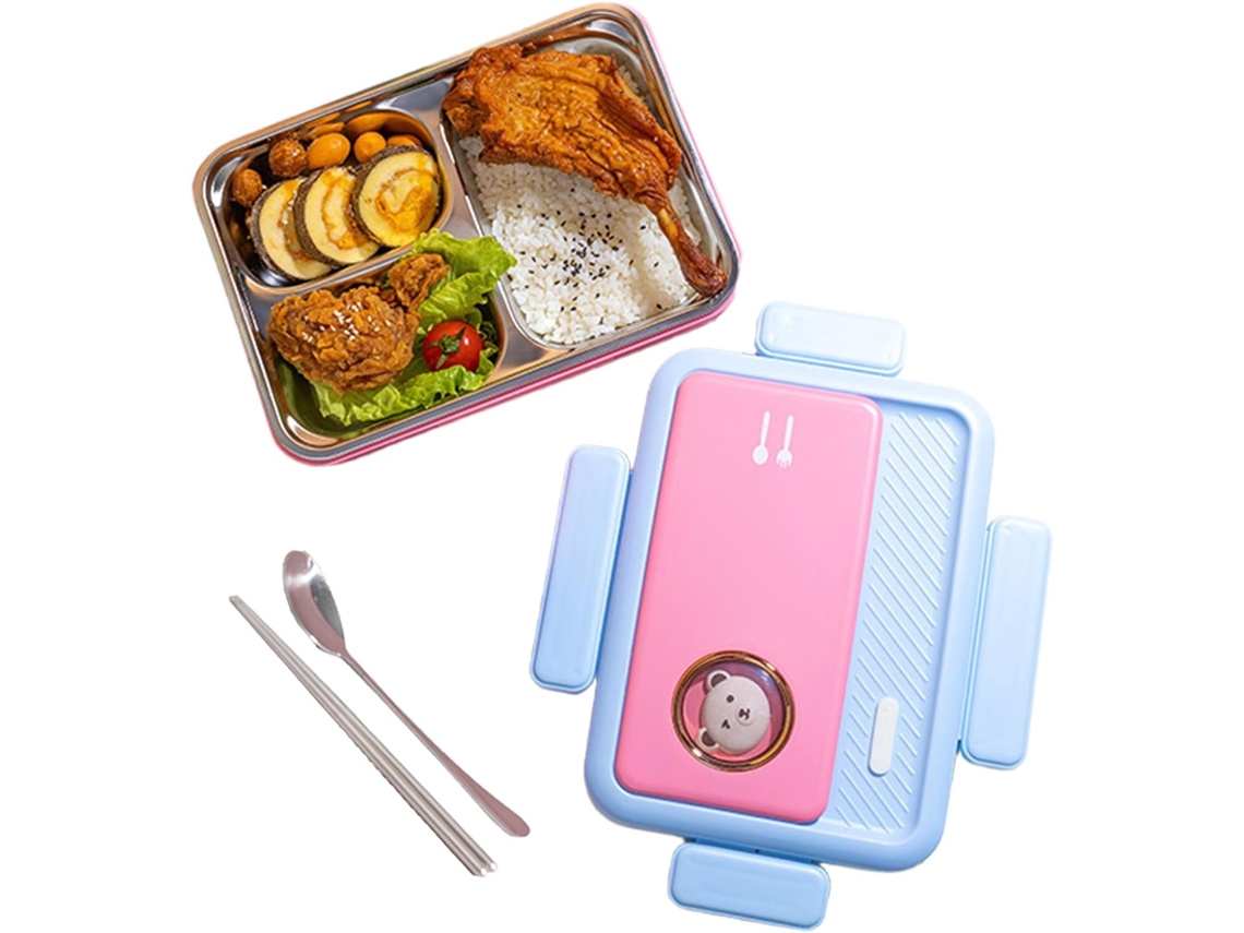 Lancheira De Aço Inoxidável, Com Compartimentos Para Lanches