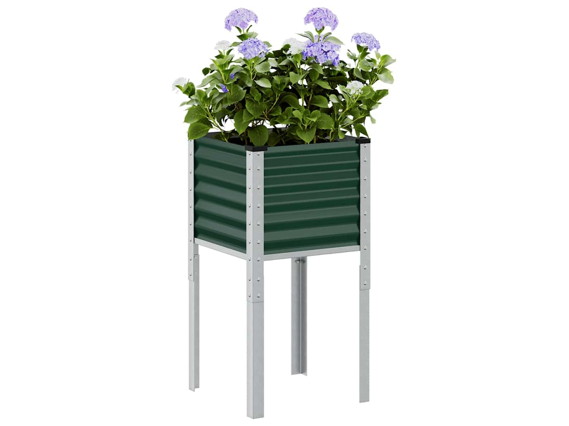 Vidaxl Vaso De Jardim Verde 45x45x88 Cm Aço