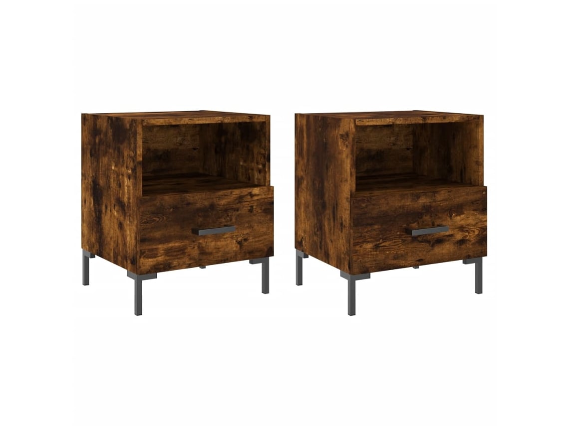 Conjunto de 2 Mesas Carvalho Fumado Cabeceira MAISON EXCLUSIVE Derivados Madeira 40x35x47,5 cm