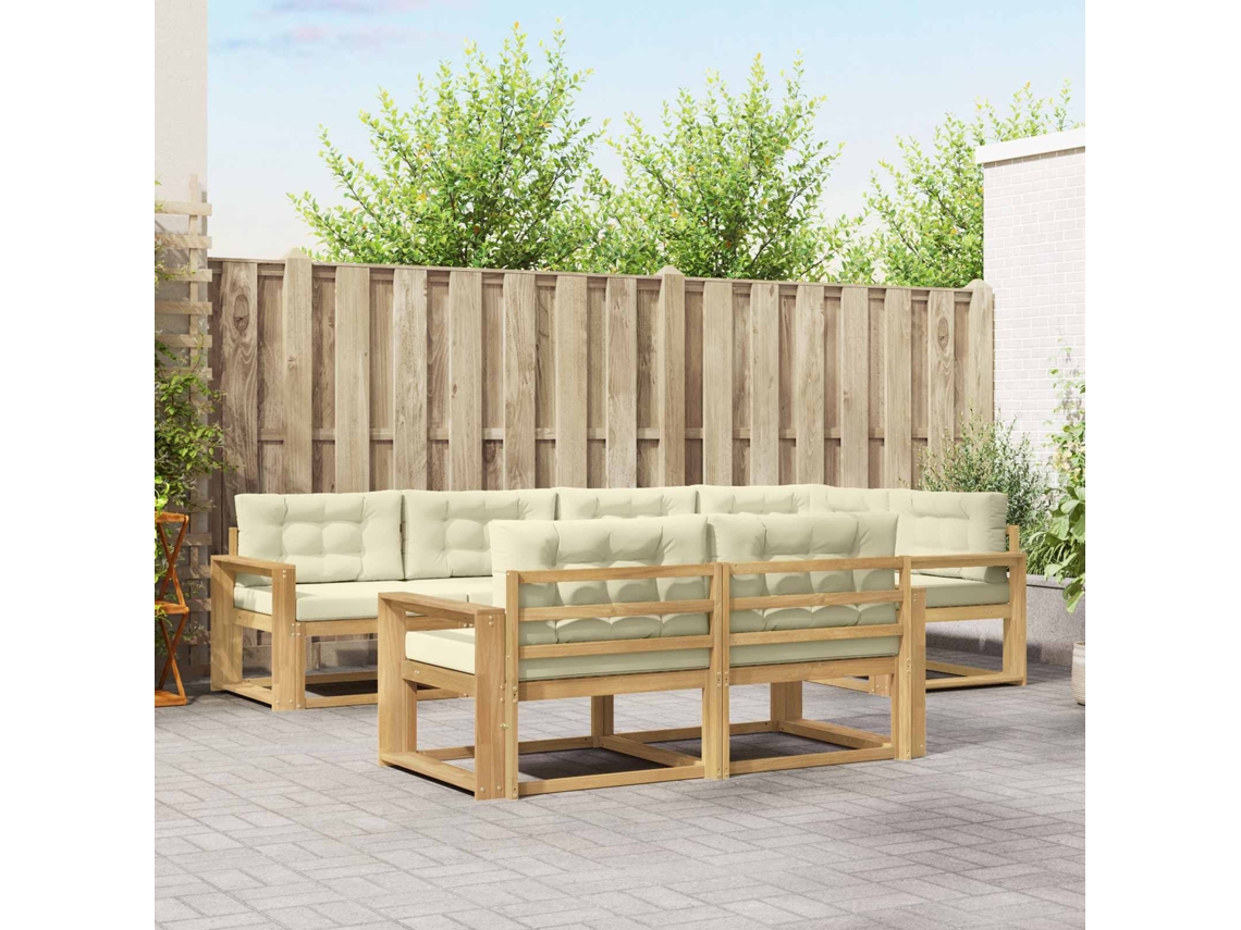 Vidaxl Conjunto De Sofás Para Exterior 6 Unid. Branco E Creme
