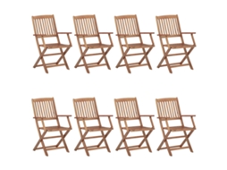 Conjunto de 8 Cadeiras de Jardim Dobráveis com Almofadões Acácia Maciça MAISON EXCLUSIVE