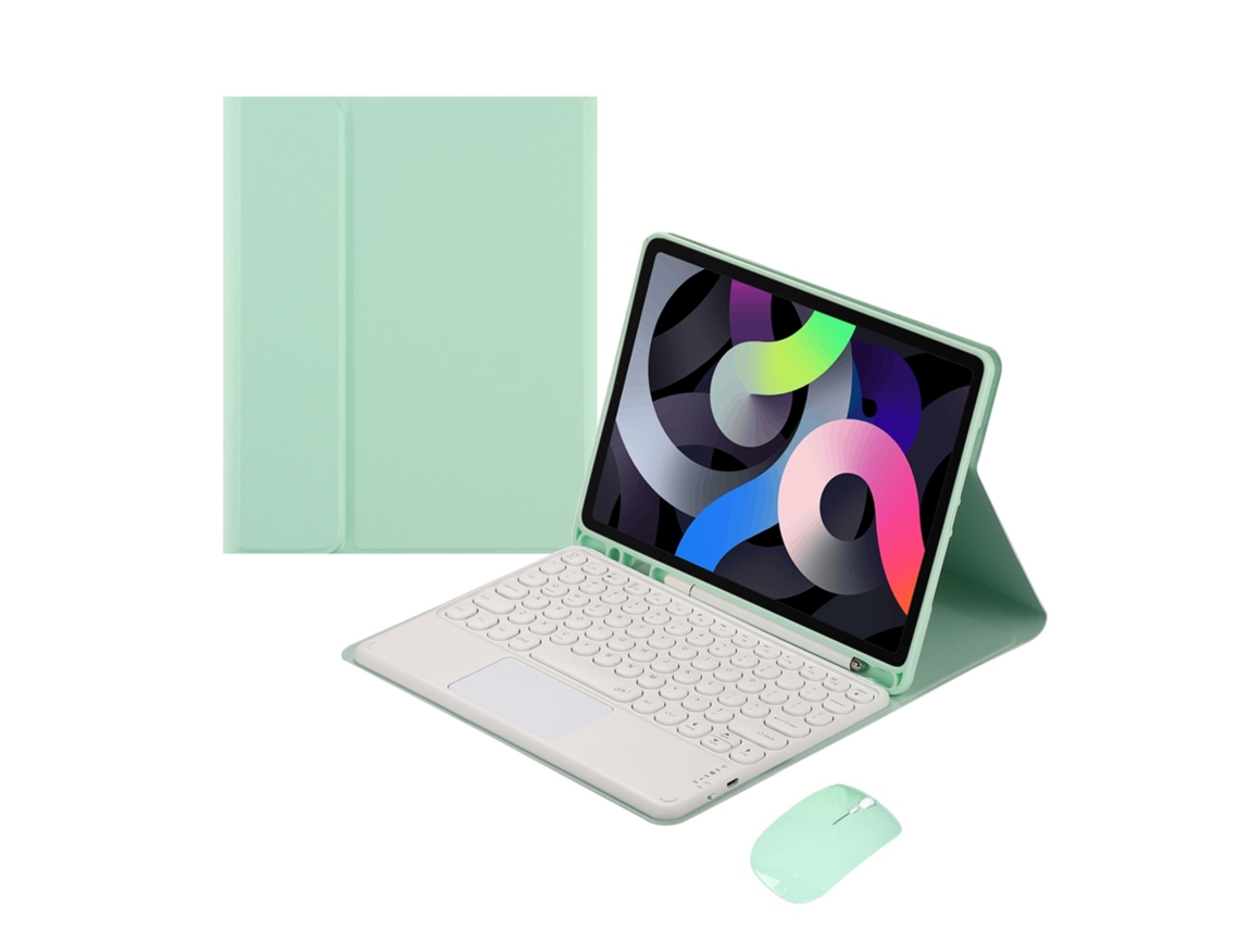 Lurelia Capa Com Teclado Bluetooth Para Ipad Air 2, Verde Claro E Branco