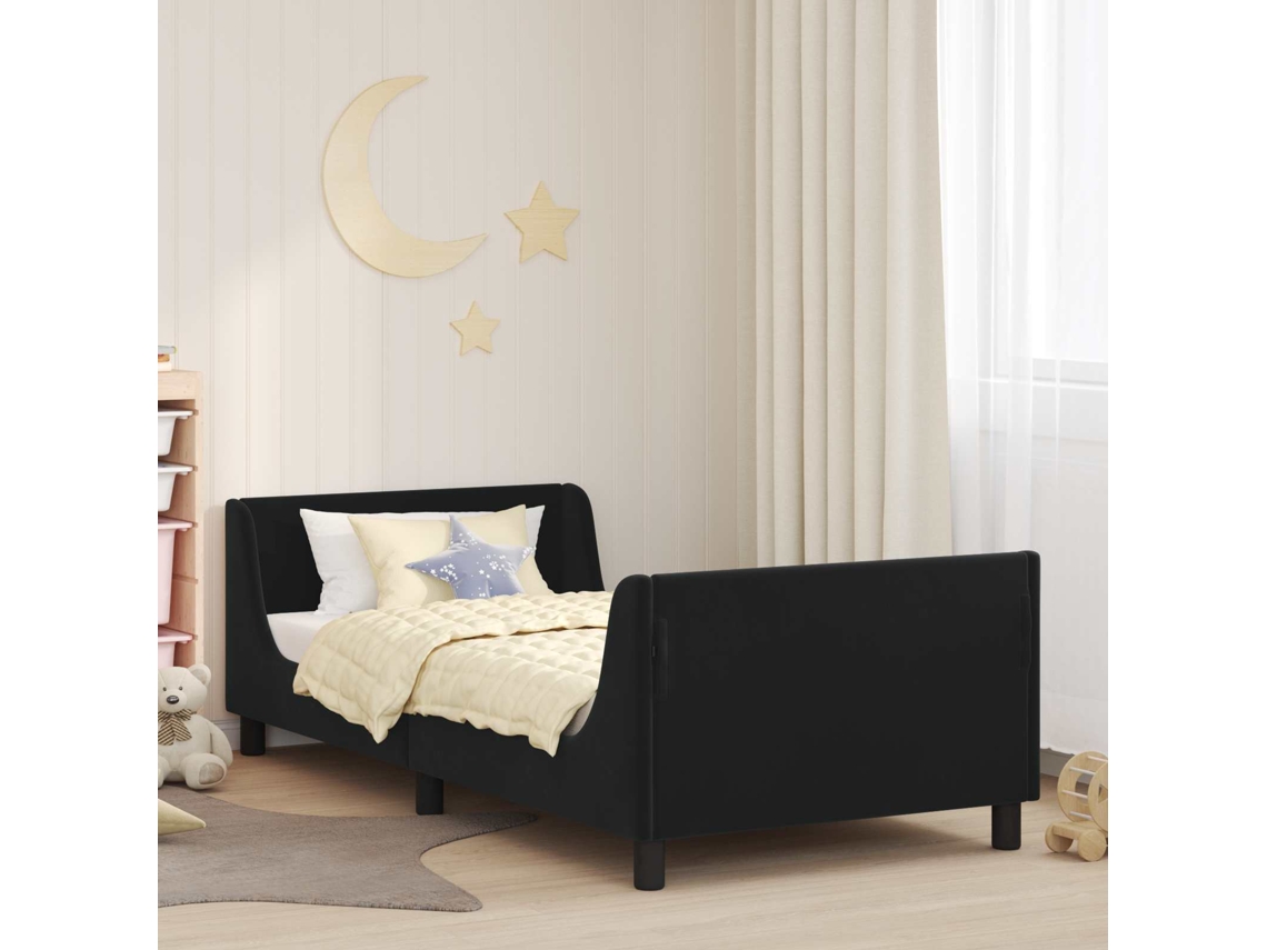 Vidaxl Estrutura de Cama Infantil com Cabeceira Preto 90 X 200 Cm