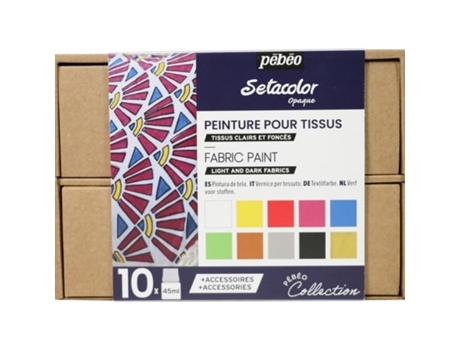 Kit de Tinta para Textêis PEBEO Kit de Coloração para Tecidos Claros e Escuros 10 x 45