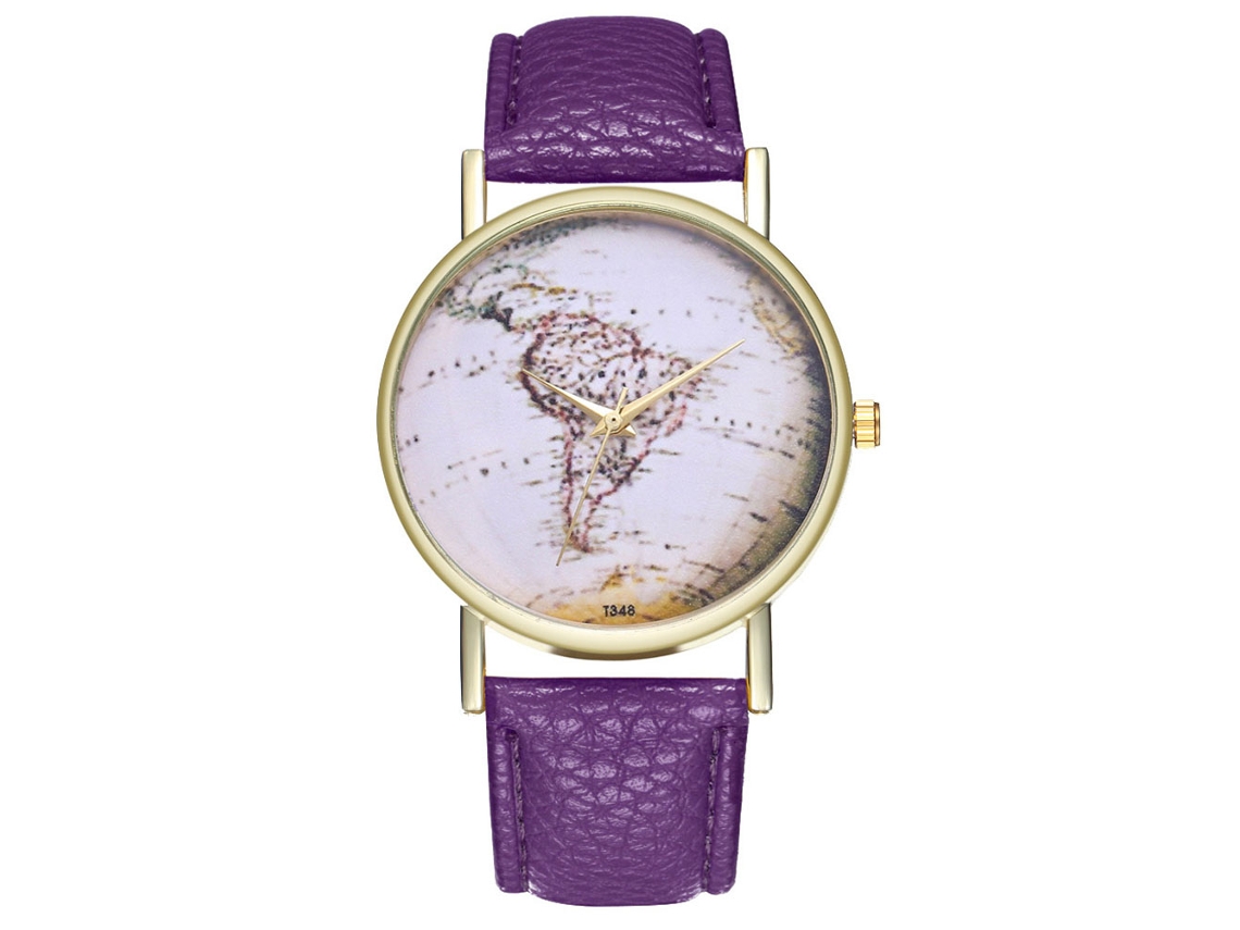 Relógio de pulso analógico Zhoulianfa Quartz Fashion Leisure em liga metálica roxa