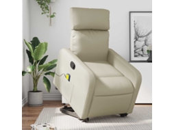 Vidaxl Poltrona Reclinável De Massagens Couro Artificial Cor Creme