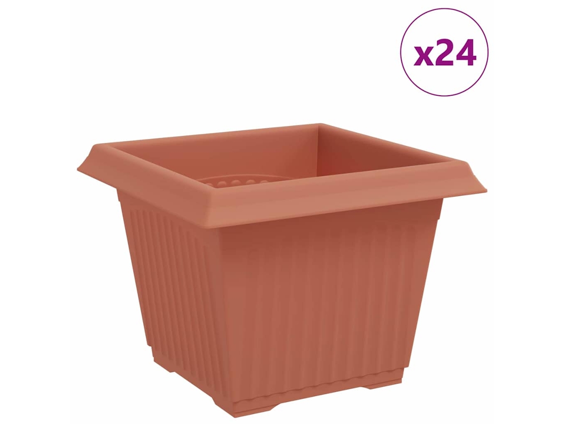 Conjunto 24 Vaso Moderno Vidaxl Vermelho Plástico (23 X 23 X 17,5 Cm)