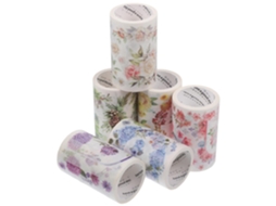 Balacoo - Conjunto de 6 adesivos decorativos em washi tape com estampa floral. Material seguro e prático para decoração de artesanato.