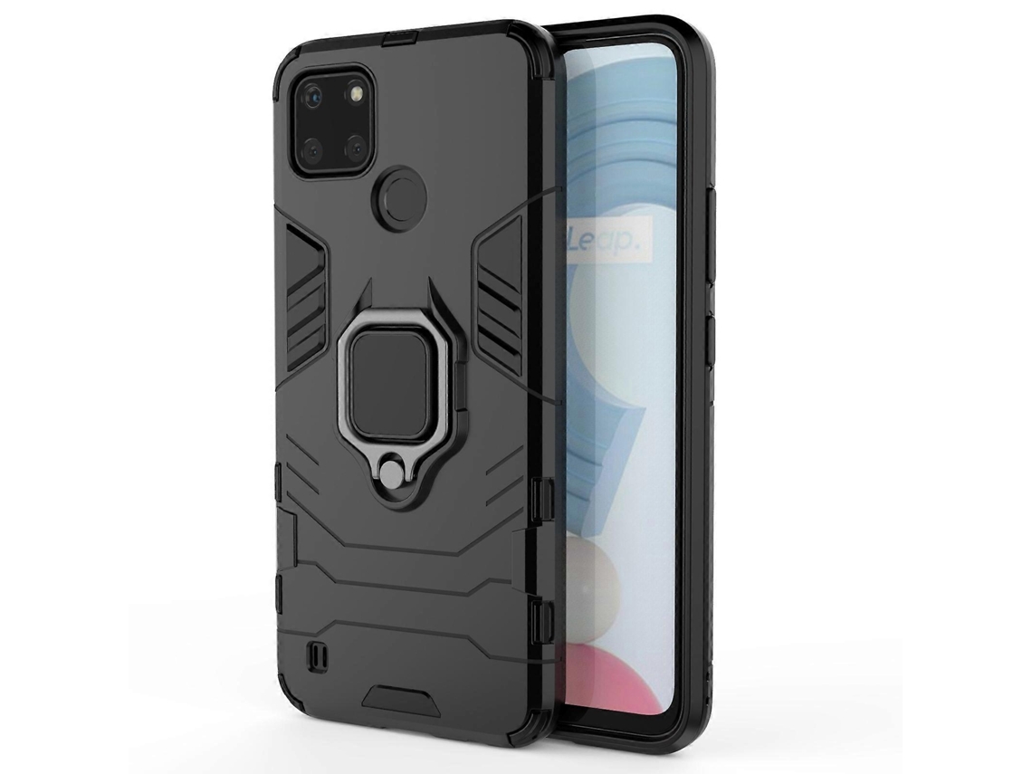 Para Oppo Realme C21y Pc À Prova De Choque Capa Protetora De Tpu Com Suporte De Anel Magnético