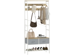 Charriot Melamina de Madeira e Aço Cor Branco, Madeira e Cinza 80x30x180,5 cm Homcom