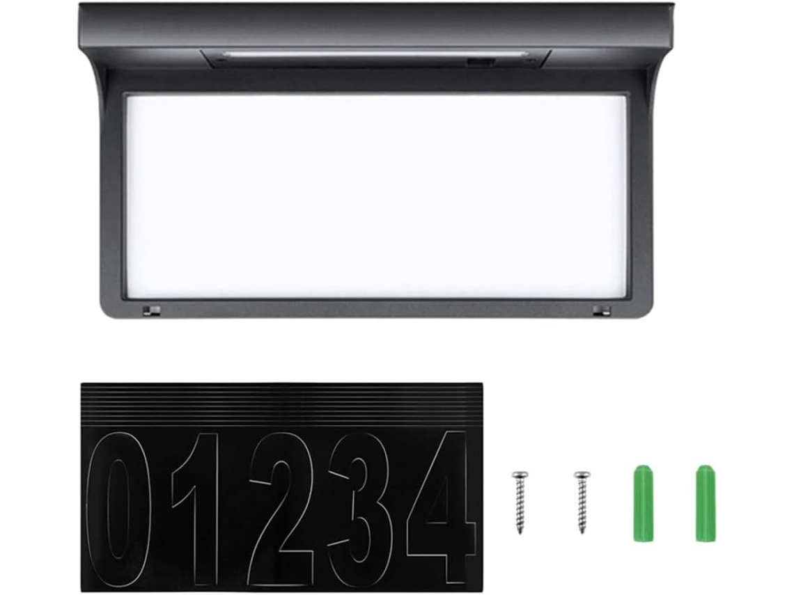 Luz De Placa De Matrícula Led Solar, Preta, Iluminação Contínua Em Abs, Adequada Para Uso Externo E Sinalização De
