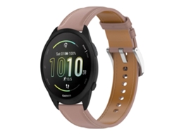 Bracelete Para Garmin Forerunner 165 (20mm) - Couro Genuíno - Fivela De Aço Inoxidável - Liberação Rápida Rosa Escuro