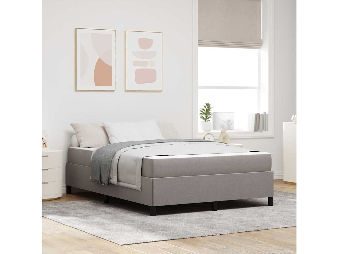 Vidaxl Cama Box com Colchão Cinzento acastanhado 140 X 190 Cm Tecido