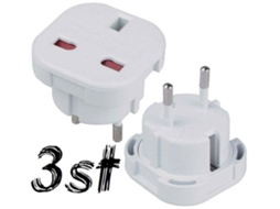 Conjunto De 3 Adaptadores Viagem Do Reino Unido Para A Ue, Conversor Para Adaptador De Energia Branco