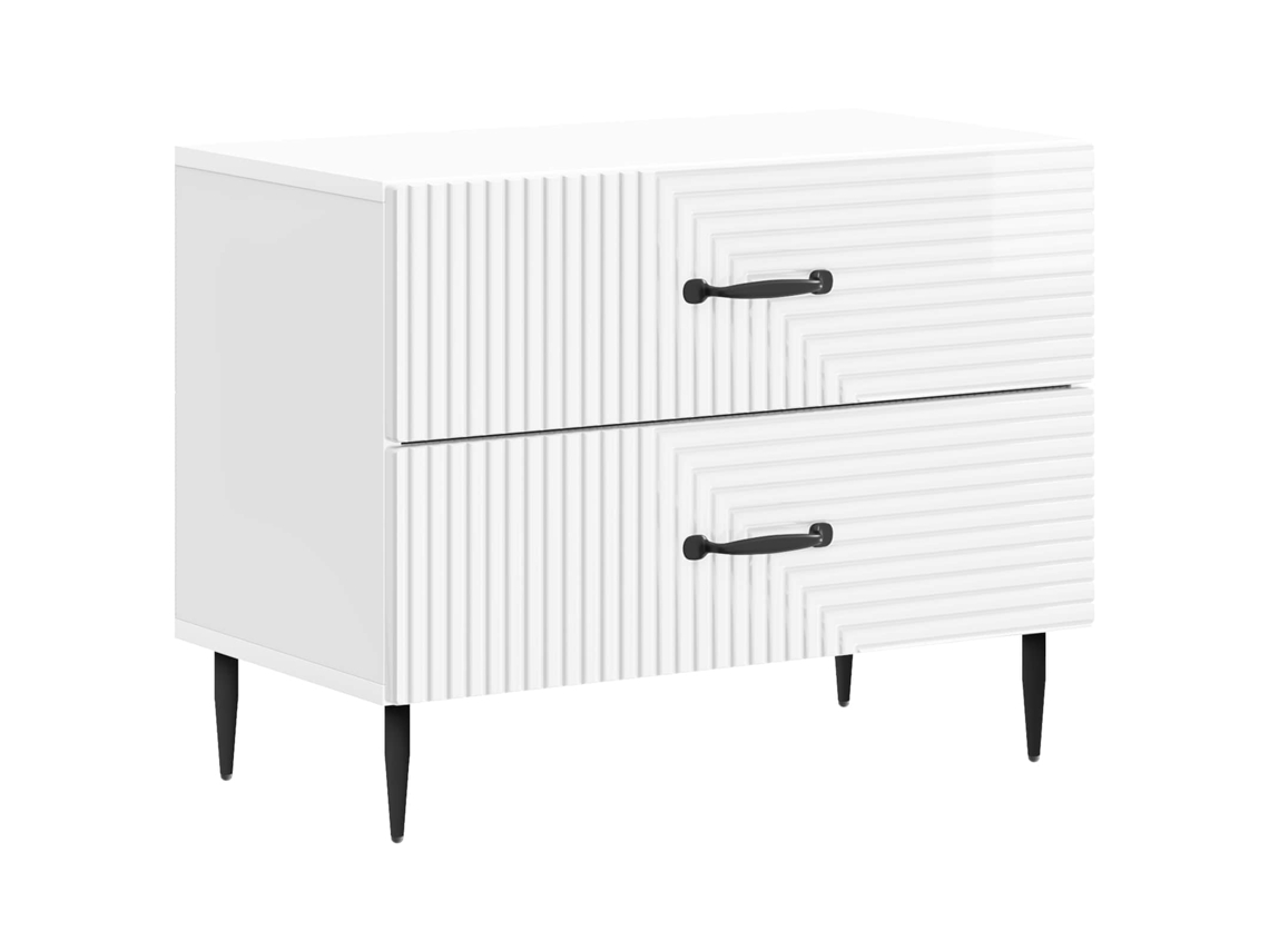 Vidaxl Armário de Cabeceira Branco Brilhante 62 X 34,5 X 47,5 Cm