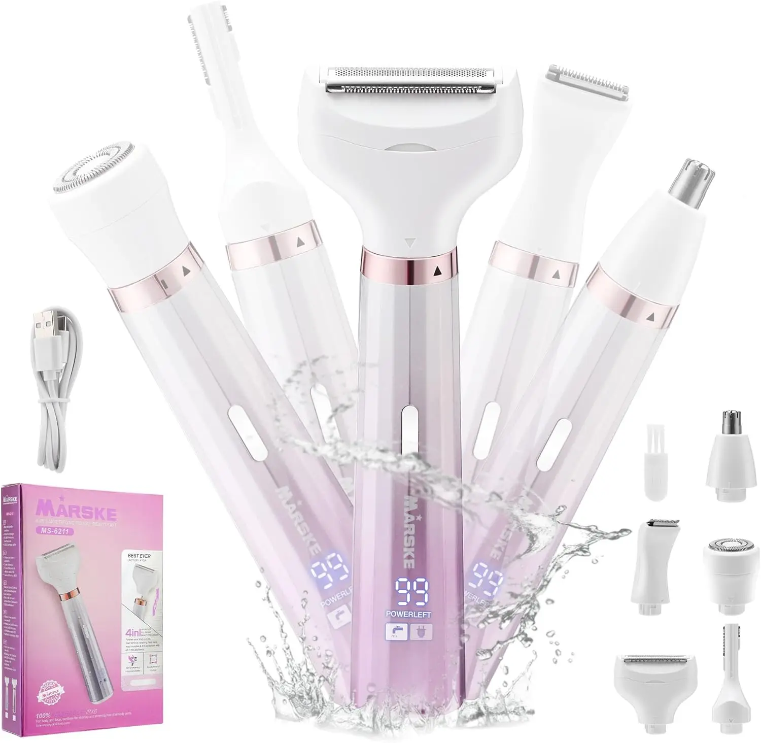 (roxo) Barbeador Elétrico Feminino 5 Em 1, Para Uso Seco E Molhado
