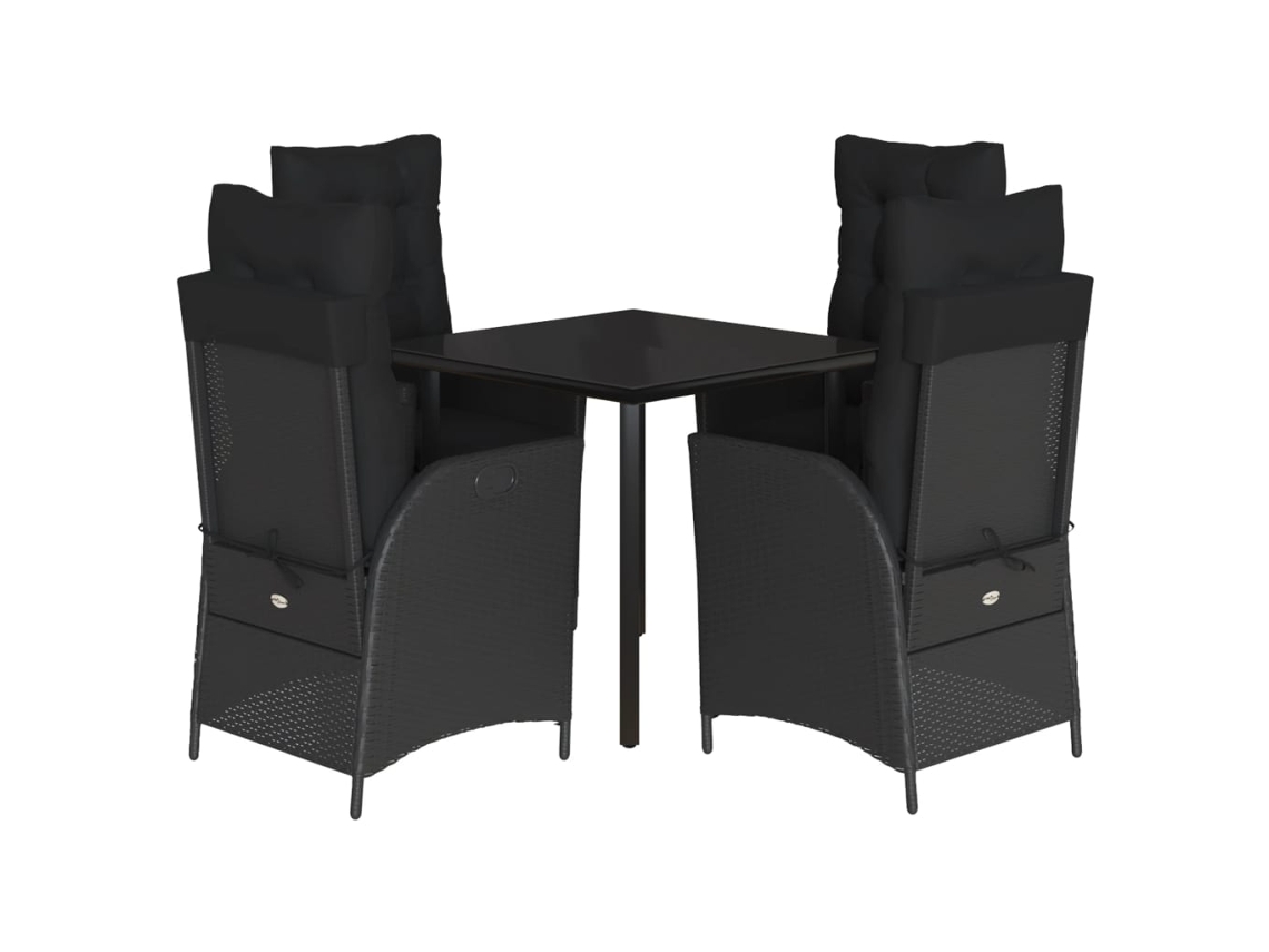 Garden Dining Set, Garden Dining Sets Vidaxl Preto Rattan / Vime (mesa Com 80 Cm De Comprimento)