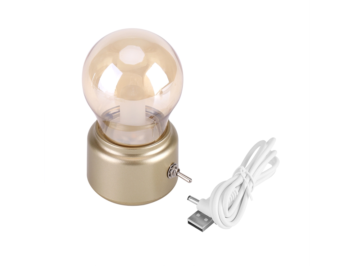 Rebe-lâmpada De Noite Led Retrô Criativa Recarregável Usb Cor Dourada