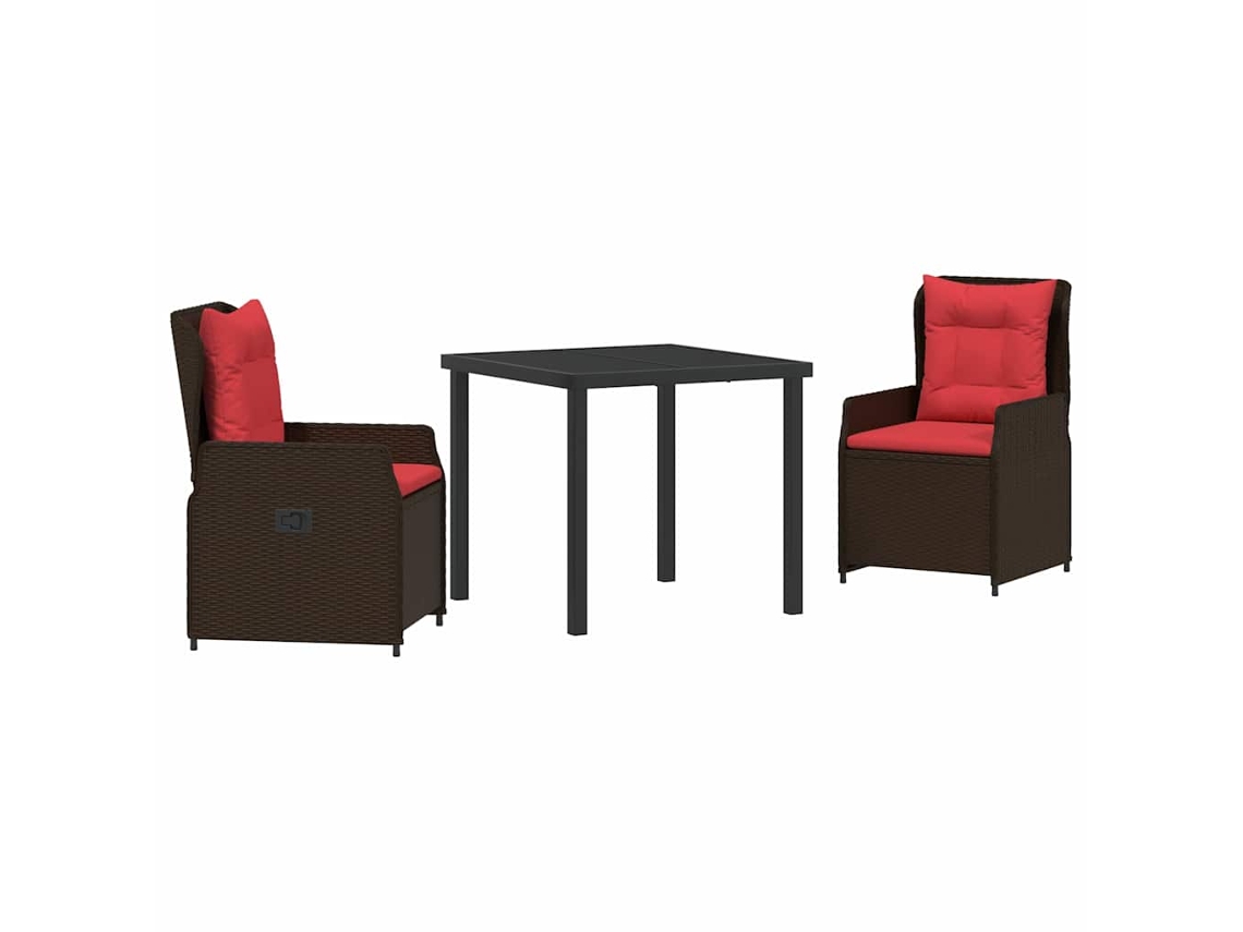 Maison Exclusive - Conjunto De Jantar Para Jardim 3 Pcs Castanho Rattan Sintético