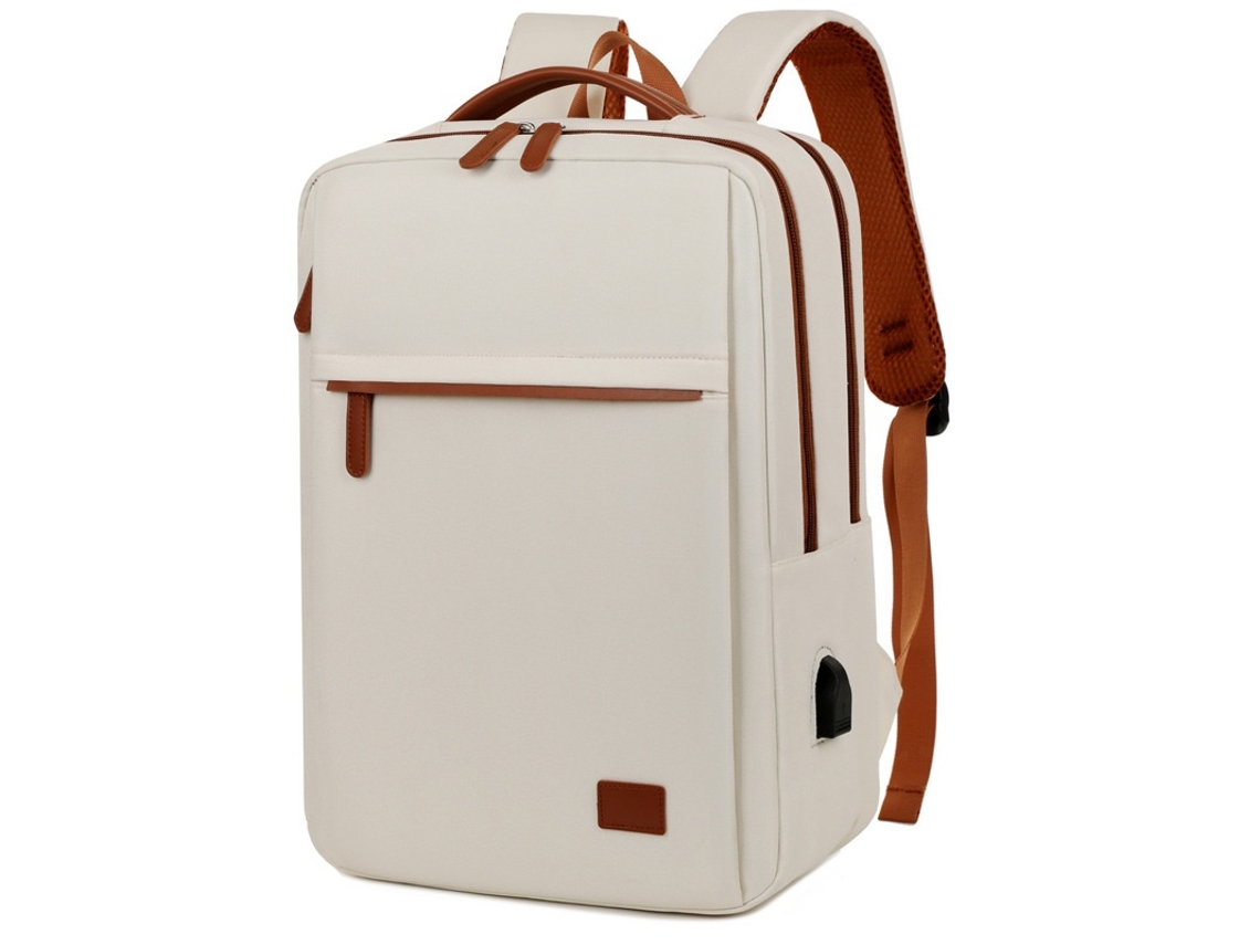Mochila Para Computador Portátil Impermeável Com Compartimentos Acolchoados Bege Elysve