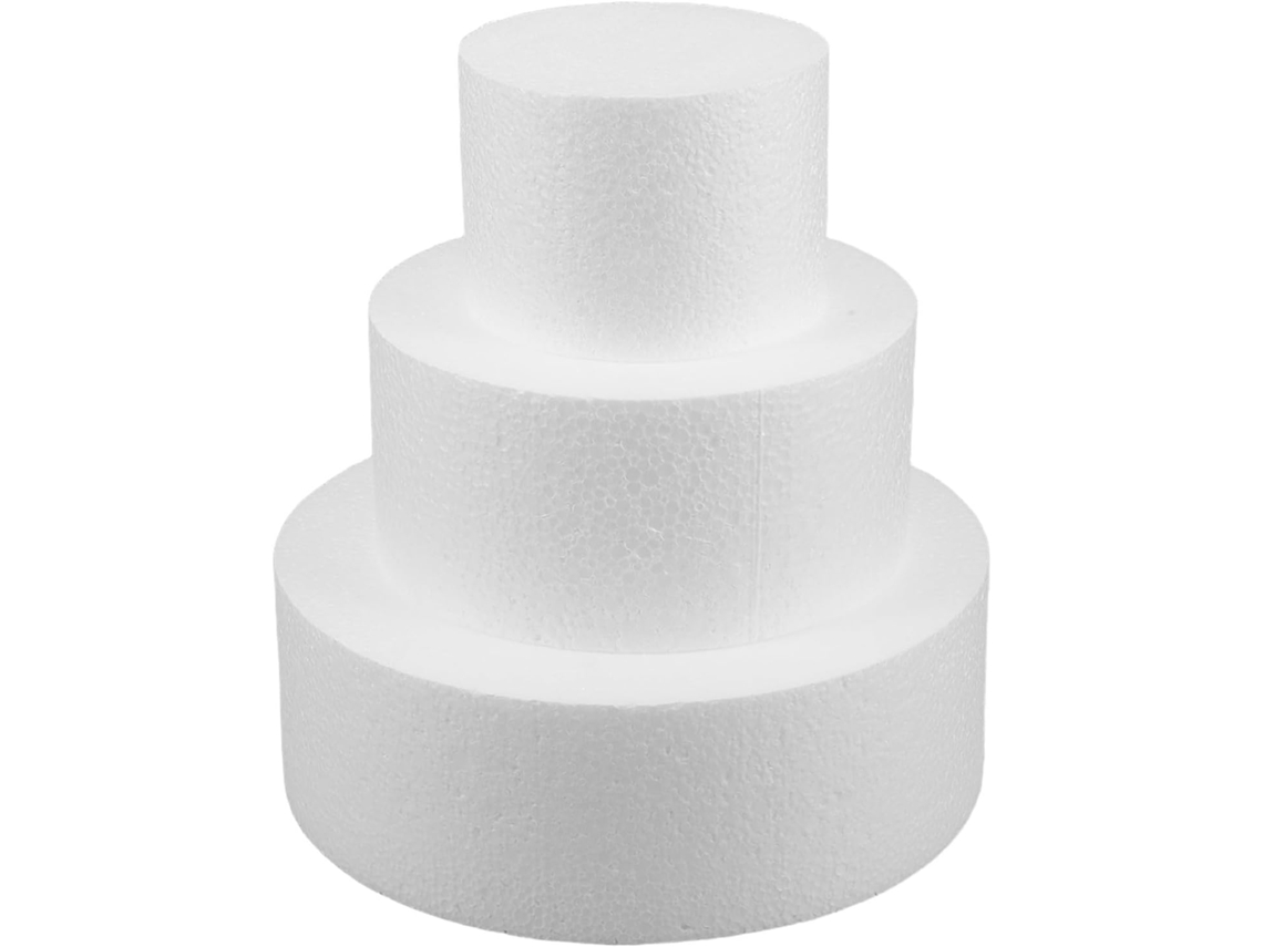 Conjunto De 3 Formas Redondas De Espuma Para Bolo Na Cor Clara