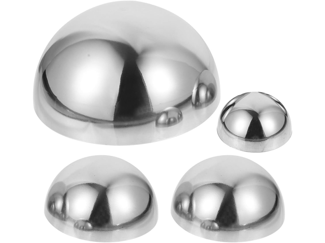 Inoomp Kit de 4 Bolas Espelhadas de Aço Inoxidável 51 X 150mm Esferas Decorativas Ocas e Refletoras para Jardim, CHABERLU