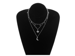 Collar Multicamadas em Forma de Lua Brilhante com Design de Luz da Lua em Aço para Feminino