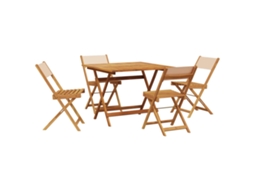 Conjunto 5 jantar p/ jardim tecido/madeira VIDAXL maciça bege