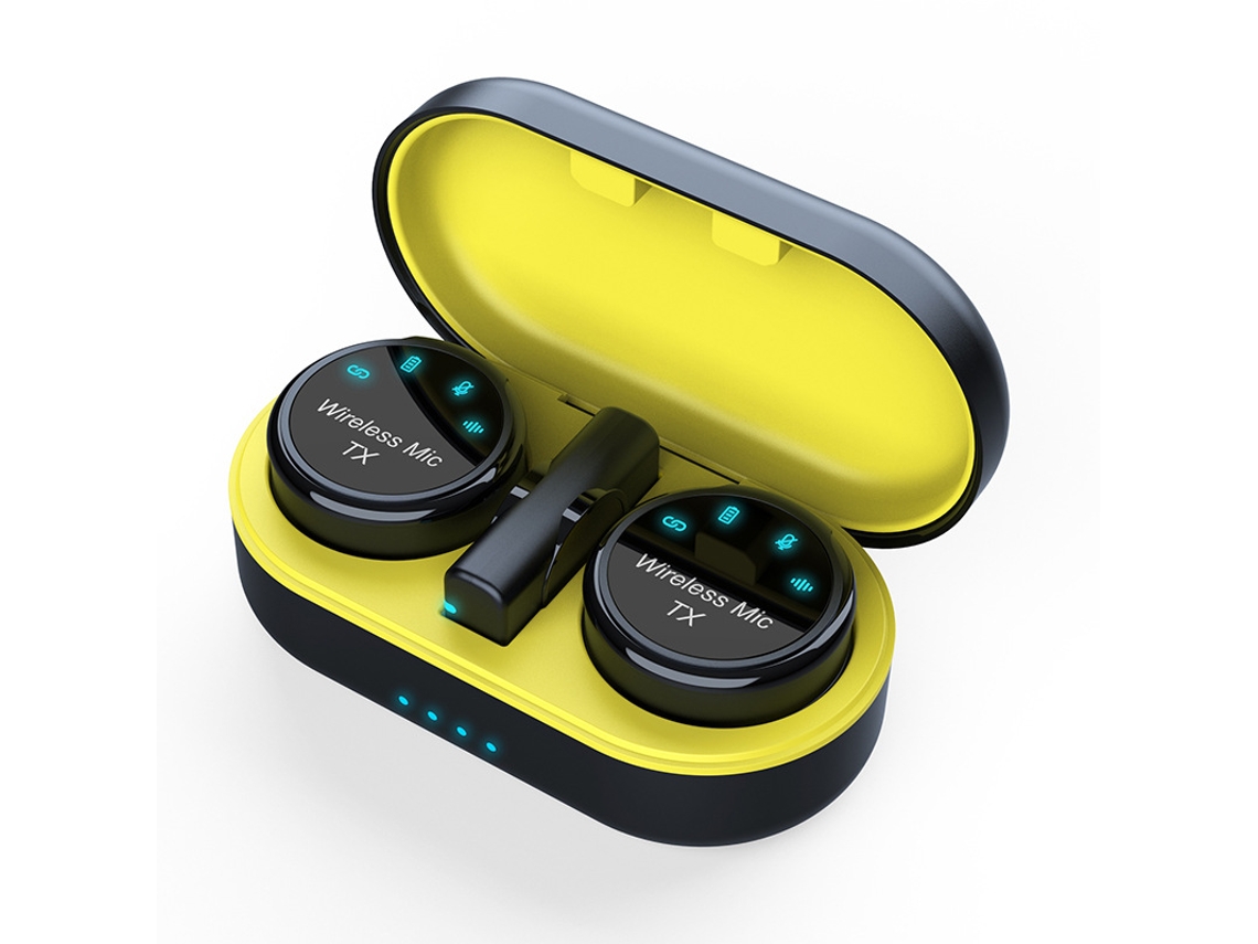 Microfone De Lapela Magnético Sem Fio Com Cancelamento Ruído E Condensador Áudio Vídeo Para Smartphones Aquaforge (preto Amarelo)
