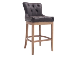 DUDECOR Banco Alto Lakewood Pele Natural Carvalho Castanho Escuro