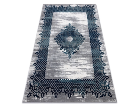 Tapete Moderno Core W9797 Moldura, Rosette - Estrutural, Dois Níveis, Azul/Cinzento (140 x 190 cm)